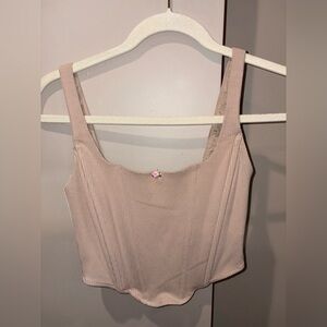 Forever 21 Ribbed Square-Neck Crop Top - Blush
